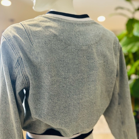 Skinny Girl Denim Bomber Jacket with Zip - Picture 2 of 4